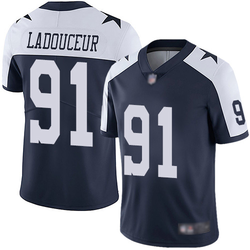 Men Dallas Cowboys Limited Navy Blue L. P. Ladouceur Alternate #91 Vapor Untouchable Throwback NFL Jersey